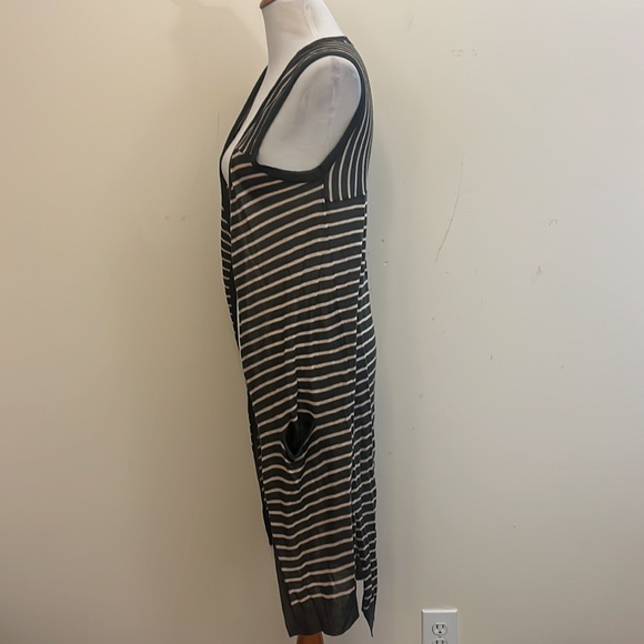 Pol Olive Green Tan Striped Long Sweater Vest Size Small - Picture 3 of 7